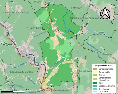 Carte en couleurs présentant l'occupation des sols.
