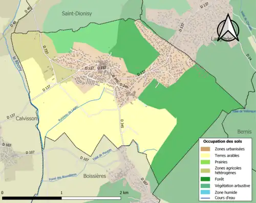 Carte en couleurs présentant l'occupation des sols.