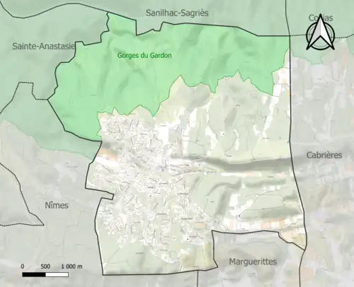 Carte de la ZNIEFF de type 1 sur la commune.