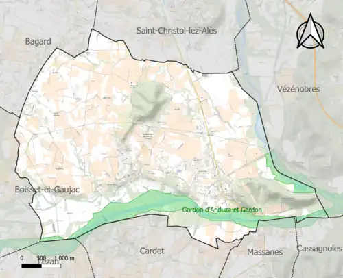 Carte de la ZNIEFF de type 1 sur la commune.