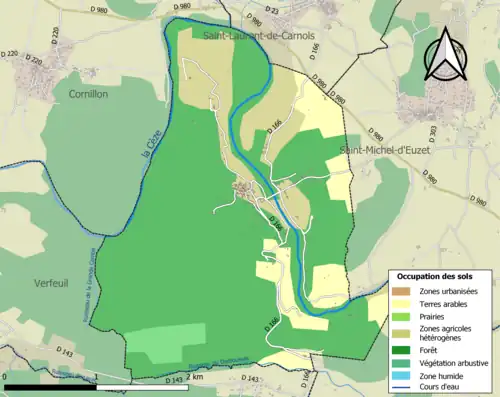 Carte en couleurs présentant l'occupation des sols.
