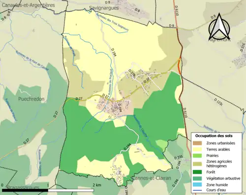 Carte en couleurs présentant l'occupation des sols.
