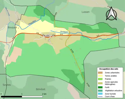 Carte en couleurs présentant l'occupation des sols.