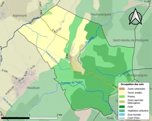 Carte en couleurs présentant l'occupation des sols.