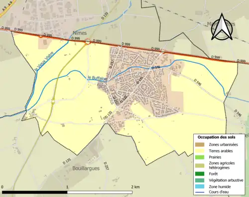 Carte en couleurs présentant l'occupation des sols.
