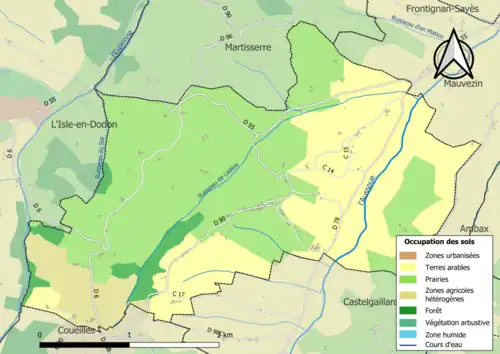 Carte en couleurs présentant l'occupation des sols.
