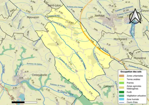 Carte en couleurs présentant l'occupation des sols.