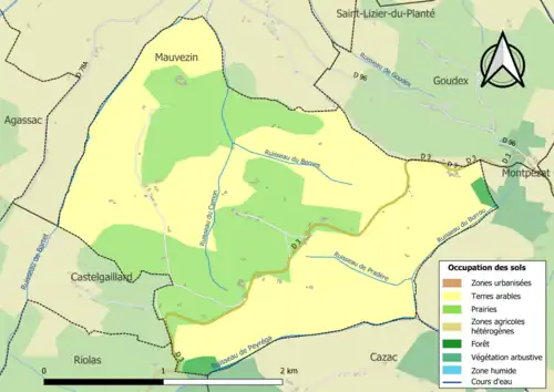 Carte en couleurs présentant l'occupation des sols.