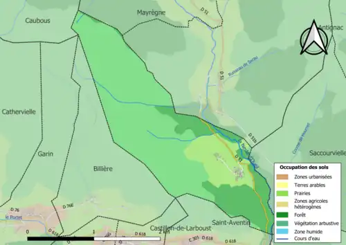 Carte en couleurs présentant l'occupation des sols.