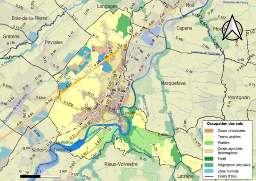 Carte en couleurs présentant l'occupation des sols.