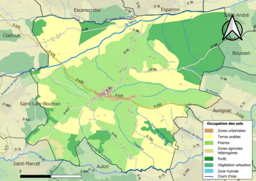 Carte en couleurs présentant l'occupation des sols.