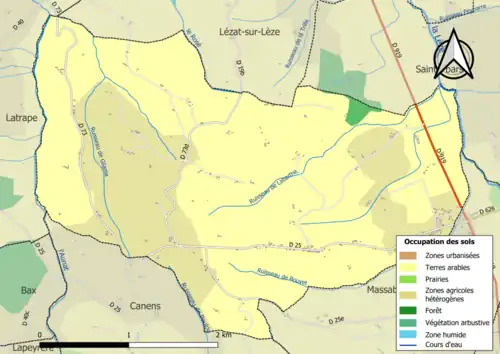 Carte en couleurs présentant l'occupation des sols.