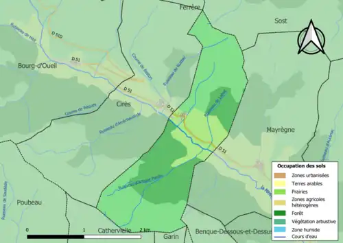 Carte en couleurs présentant l'occupation des sols.