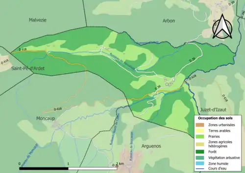 Carte en couleurs présentant l'occupation des sols.