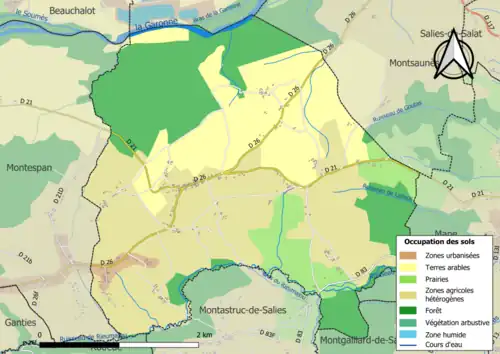 Carte en couleurs présentant l'occupation des sols.