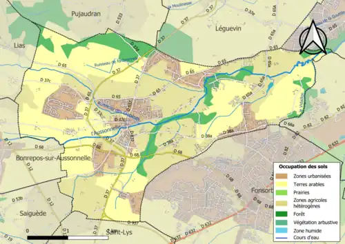 Carte en couleurs présentant l'occupation des sols.