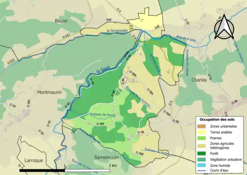 Carte en couleurs présentant l'occupation des sols.