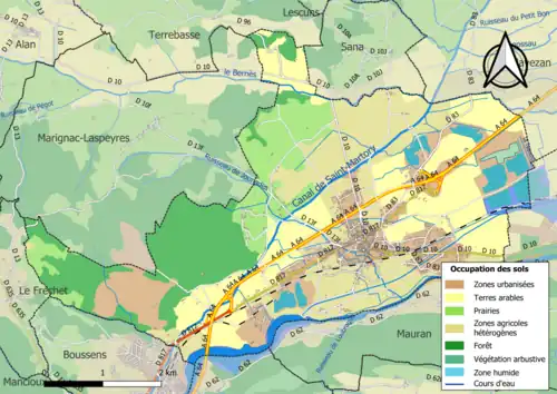 Carte en couleurs présentant l'occupation des sols.