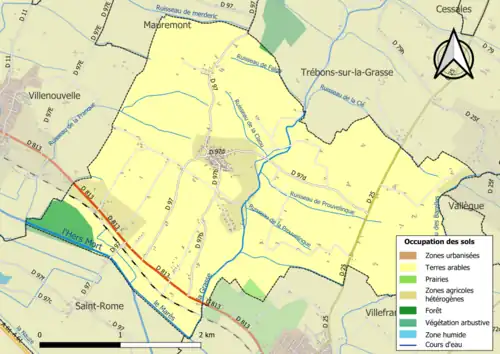 Carte en couleurs présentant l'occupation des sols.
