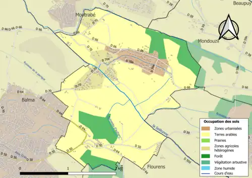 Carte en couleurs présentant l'occupation des sols.