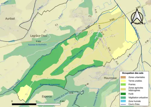 Carte en couleurs présentant l'occupation des sols.
