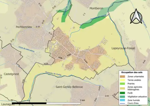 Carte en couleurs présentant l'occupation des sols.