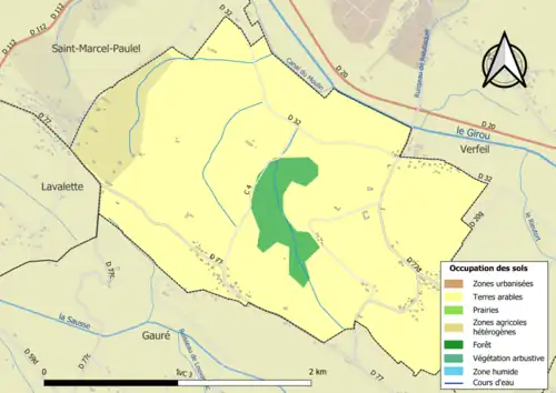 Carte en couleurs présentant l'occupation des sols.