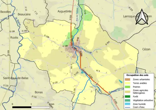 Carte en couleurs présentant l'occupation des sols.