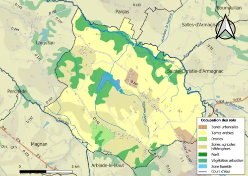 Carte en couleurs présentant l'occupation des sols.