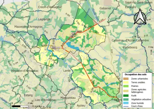 Carte en couleurs présentant l'occupation des sols.