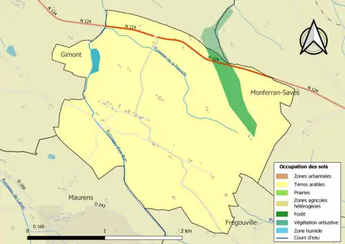 Carte en couleurs présentant l'occupation des sols.