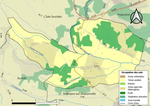 Carte en couleurs présentant l'occupation des sols.