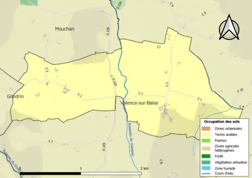 Carte en couleurs présentant l'occupation des sols.