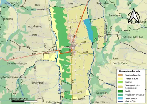 Carte en couleurs présentant l'occupation des sols.