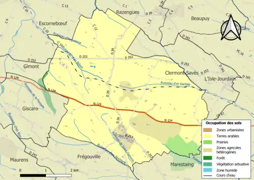Carte en couleurs présentant l'occupation des sols.