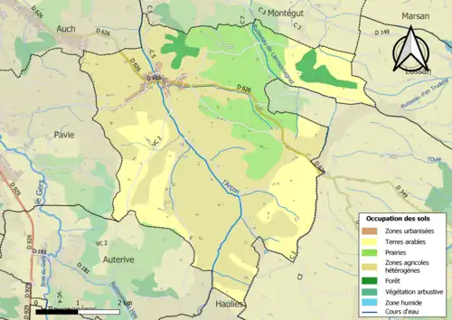 Carte en couleurs présentant l'occupation des sols.