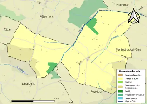 Carte en couleurs présentant l'occupation des sols.