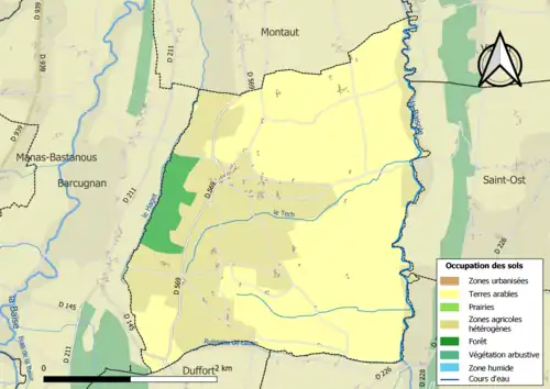 Carte en couleurs présentant l'occupation des sols.