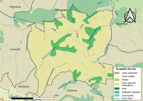 Carte en couleurs présentant l'occupation des sols.