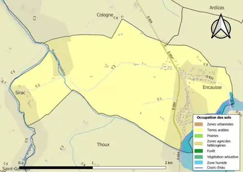Carte en couleurs présentant l'occupation des sols.