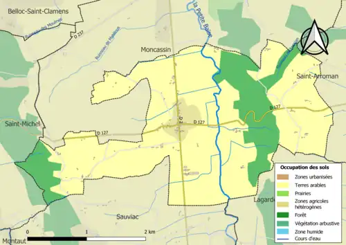 Carte en couleurs présentant l'occupation des sols.