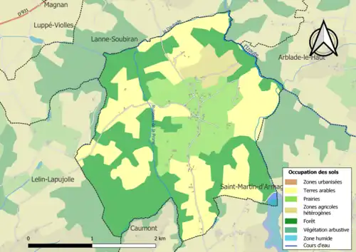 Carte en couleurs présentant l'occupation des sols.