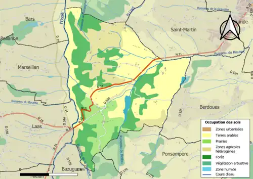 Carte en couleurs présentant l'occupation des sols.