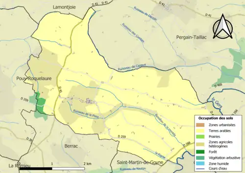 Carte en couleurs présentant l'occupation des sols.