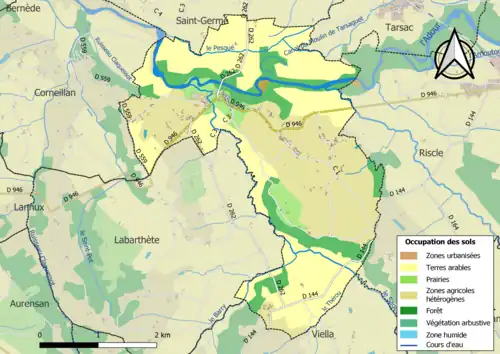 Carte en couleurs présentant l'occupation des sols.