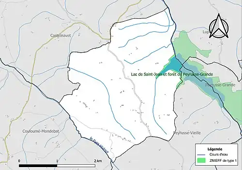 Carte de la ZNIEFF de type 1 sur la commune.