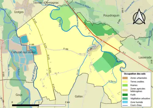 Carte en couleurs présentant l'occupation des sols.