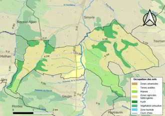 Carte en couleurs présentant l'occupation des sols.