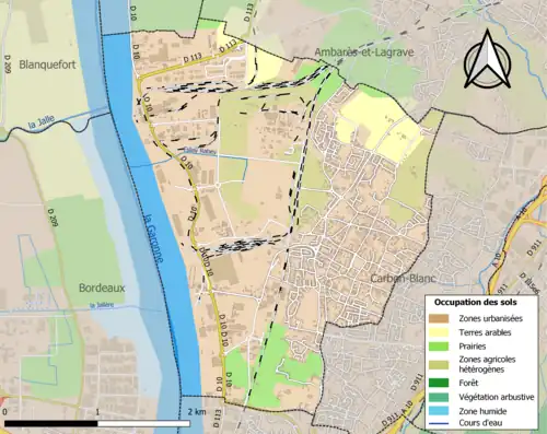 Carte en couleurs présentant l'occupation des sols.