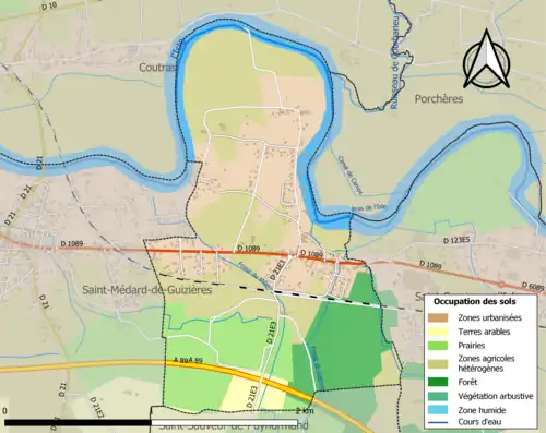Carte en couleurs présentant l'occupation des sols.